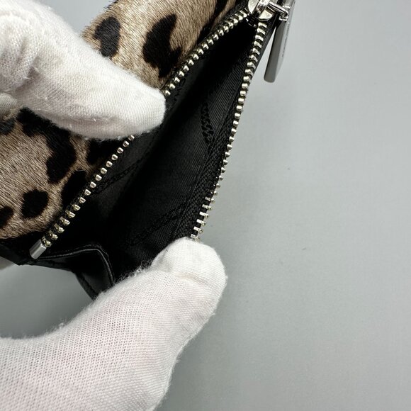 Michael Kors Jet Set Charm Black Leather and Leopard Print Calf Hair Wallet NEW - Picture 7 of 15